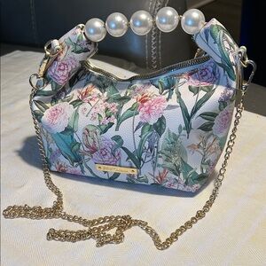 Betsey Johnson Floral Pearl-Handle Crossbody Bag - Pink & Green RESERVED